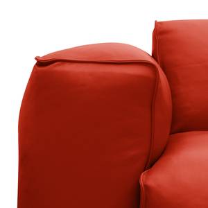 Ecksofa HUDSON 3-Sitzer mit Longchair Echtleder Neka: Rot - Breite: 328 cm - Longchair davorstehend rechts