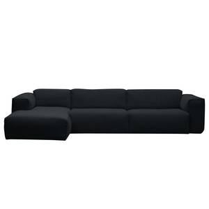 Ecksofa HUDSON 3-Sitzer mit Longchair Webstoff Saia: Anthrazit - Breite: 328 cm - Longchair davorstehend links