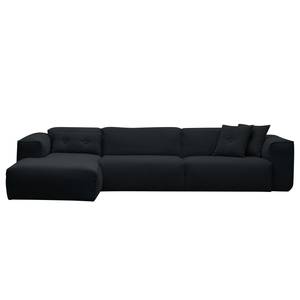 Ecksofa HUDSON 3-Sitzer mit Longchair Webstoff Saia: Anthrazit - Breite: 328 cm - Longchair davorstehend links