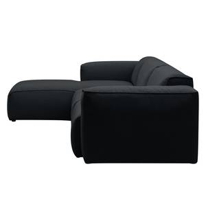 Ecksofa HUDSON 3-Sitzer mit Longchair Webstoff Saia: Anthrazit - Breite: 328 cm - Longchair davorstehend links