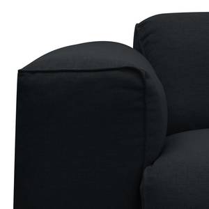 Ecksofa HUDSON 3-Sitzer mit Longchair Webstoff Saia: Anthrazit - Breite: 328 cm - Longchair davorstehend links