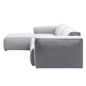 Hoekbank HUDSON 3-zits met chaise longue Geweven stof Saia: Lichtgrijs - Breedte: 317 cm - Longchair vooraanzicht links