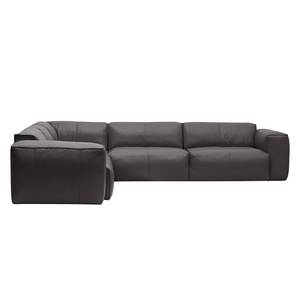 Ecksofa HUDSON mit Rundecke Echtleder Neka: Grau - Ecke davorstehend links