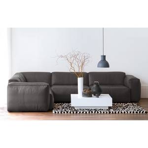 Ecksofa HUDSON mit Rundecke Echtleder Neka: Grau - Ecke davorstehend links