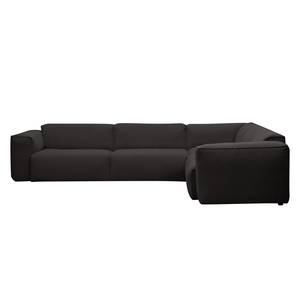 Ecksofa HUDSON mit Rundecke Webstoff Anda II: Anthrazit - Ecke davorstehend rechts