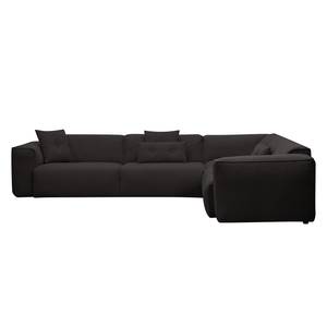 Ecksofa HUDSON mit Rundecke Webstoff Anda II: Anthrazit - Ecke davorstehend rechts