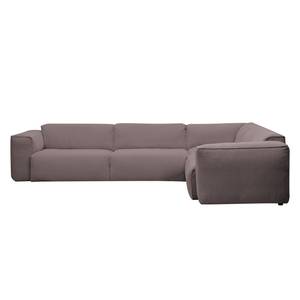 Ecksofa HUDSON mit Rundecke Webstoff Milan: Grau-Braun - Ecke davorstehend rechts