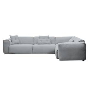 Ecksofa HUDSON mit Rundecke Webstoff Anda II: Silber - Ecke davorstehend rechts