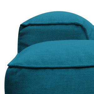 Canapé d’angle à bords arrondis HUDSON Tissu Anda II : Turquoise - Angle à droite (vu de face)