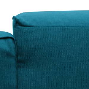 Hoekbank HUDSON met afgeronde hoek Geweven stof Anda II: Turquoise - Hoek vooraanzicht links