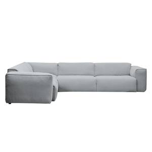 Ecksofa HUDSON mit Rundecke Webstoff Anda II: Silber - Ecke davorstehend links