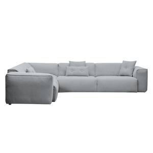 Ecksofa HUDSON mit Rundecke Webstoff Anda II: Silber - Ecke davorstehend links