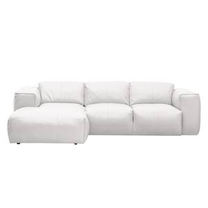 Hoekbank HUDSON 3-zits met chaise longue Echt leer Neka: Wit - Breedte: 251 cm - Longchair vooraanzicht links