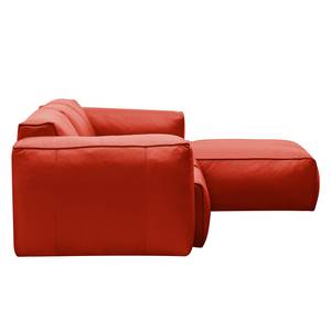 Divano angolare a 3 posti HUDSON Vera pelle Neka: rosso - Larghezza: 251 cm - Longchair preimpostata a destra