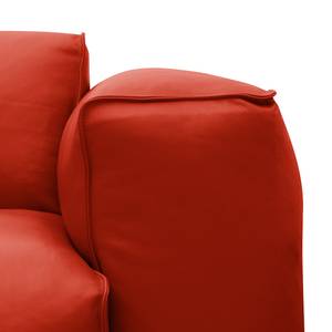 Canapé d’angle 3 places HUDSON Cuir véritable Neka : Rouge - Largeur : 251 cm - Méridienne courte à gauche (vue de face)
