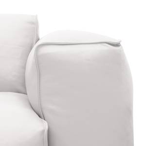 Canapé d’angle 3 places HUDSON Cuir véritable Neka : Blanc - Largeur : 251 cm - Méridienne courte à droite (vue de face)
