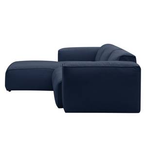 Ecksofa HUDSON 3-Sitzer mit Longchair Webstoff Milan: Dunkelblau - Breite: 263 cm - Longchair davorstehend links