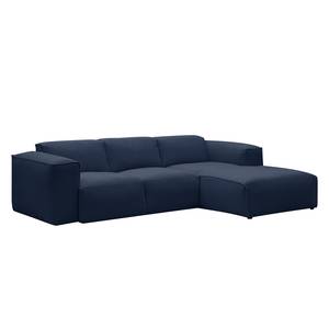 Ecksofa HUDSON 3-Sitzer mit Longchair Webstoff Milan: Dunkelblau - Breite: 263 cm - Longchair davorstehend rechts