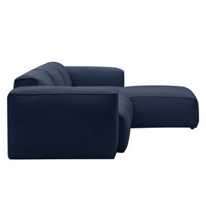 Canapé d’angle 3 places HUDSON Tissu Milan : Bleu foncé - Largeur : 263 cm - Méridienne courte à droite (vue de face)