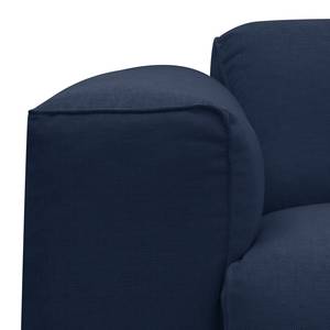 Canapé d’angle 3 places HUDSON Tissu Milan : Bleu foncé - Largeur : 263 cm - Méridienne courte à droite (vue de face)