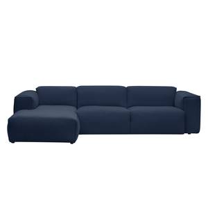 Hoekbank HUDSON 3-zits met chaise longue Geweven stof Milan: Lichtblauw - Breedte: 295 cm - Longchair vooraanzicht links