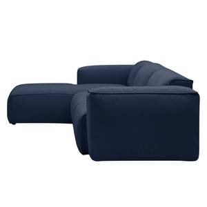 Hoekbank HUDSON 3-zits met chaise longue Geweven stof Milan: Lichtblauw - Breedte: 295 cm - Longchair vooraanzicht links