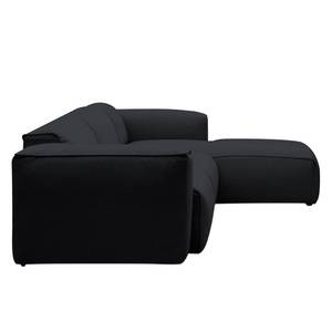 Ecksofa HUDSON 3-Sitzer mit Longchair Webstoff Saia: Anthrazit - Breite: 284 cm - Longchair davorstehend rechts