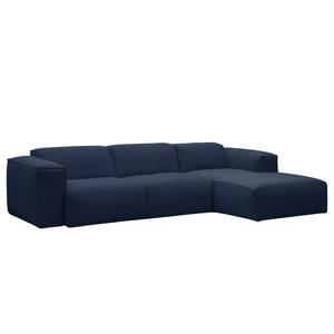 Ecksofa HUDSON 3-Sitzer mit Longchair Webstoff Milan: Dunkelblau - Breite: 295 cm - Longchair davorstehend rechts