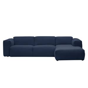 Ecksofa HUDSON 3-Sitzer mit Longchair Webstoff Milan: Dunkelblau - Breite: 295 cm - Longchair davorstehend rechts