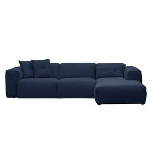 Ecksofa HUDSON 3-Sitzer mit Longchair Webstoff Milan: Dunkelblau - Breite: 295 cm - Longchair davorstehend rechts