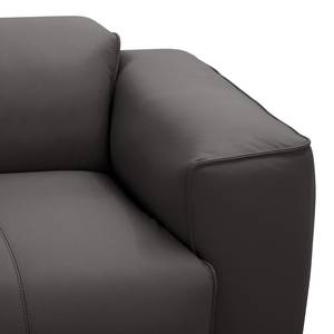 Ecksofa HUDSON 3-Sitzer mit Recamiere Echtleder Neka: Grau - Longchair davorstehend links