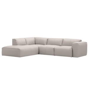 Ecksofa HUDSON 3-Sitzer mit Recamiere Echtleder Neka: Hellgrau - Longchair davorstehend links