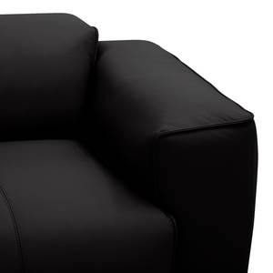 Ecksofa HUDSON 3-Sitzer mit Recamiere Echtleder Neka: Schwarz - Longchair davorstehend links