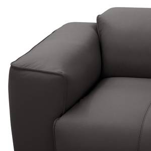 Ecksofa HUDSON 3-Sitzer mit Recamiere Echtleder Neka: Grau - Longchair davorstehend rechts