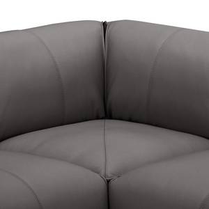 Ecksofa HUDSON 3-Sitzer mit Recamiere Echtleder Neka: Grau - Longchair davorstehend links