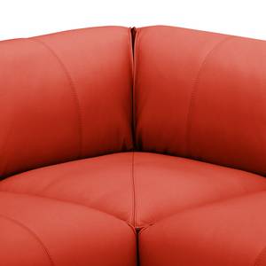 Ecksofa HUDSON 3-Sitzer mit Recamiere Echtleder Neka: Rot - Longchair davorstehend rechts