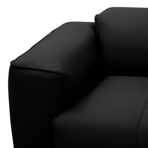 Ecksofa HUDSON 3-Sitzer mit Recamiere Echtleder Neka: Schwarz - Longchair davorstehend rechts