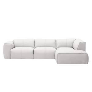 Ecksofa HUDSON 3-Sitzer mit Recamiere Echtleder Neka: Weiß - Longchair davorstehend rechts