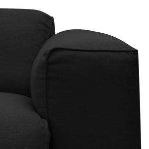 Ecksofa HUDSON 3-Sitzer mit Recamiere Webstoff Saia: Anthrazit - Longchair davorstehend links