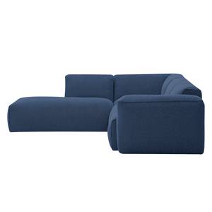 Ecksofa HUDSON 3-Sitzer mit Recamiere Webstoff Anda II: Blau - Longchair davorstehend links