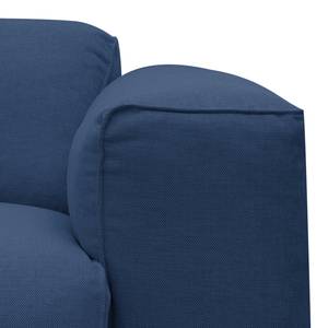 Hoekbank HUDSON 3-zits + recamiere Geweven stof Anda II: Blauw - Longchair vooraanzicht links