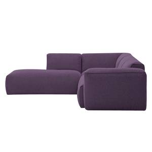 Ecksofa HUDSON 3-Sitzer mit Recamiere Webstoff Anda II: Violett - Longchair davorstehend links