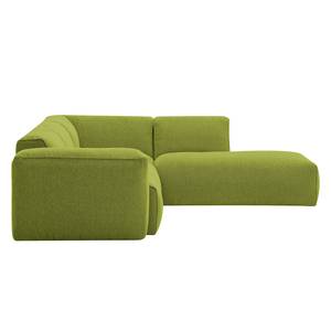 Ecksofa HUDSON 3-Sitzer mit Recamiere Webstoff Anda II: Grün - Longchair davorstehend rechts