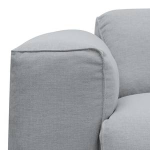 Ecksofa HUDSON 3-Sitzer mit Recamiere Webstoff Anda II: Silber - Longchair davorstehend rechts