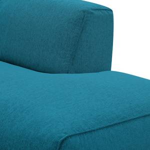 Hoekbank HUDSON 3-zits + recamiere Geweven stof Anda II: Turquoise - Longchair vooraanzicht rechts