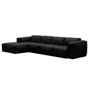 Ecksofa Hudson V Echtleder Echtleder Neka: Schwarz - Longchair davorstehend links