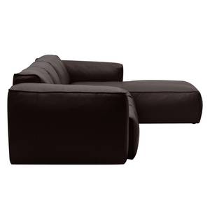 Ecksofa Hudson V Echtleder Echtleder Neka: Dunkelbraun - Longchair davorstehend rechts