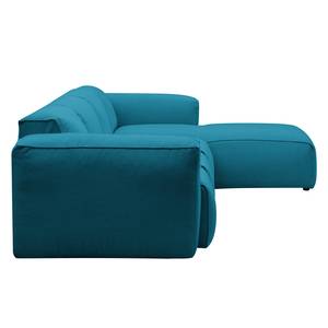 Hoekbank Hudson V geweven stof Geweven stof Anda II: Turquoise - Longchair vooraanzicht rechts