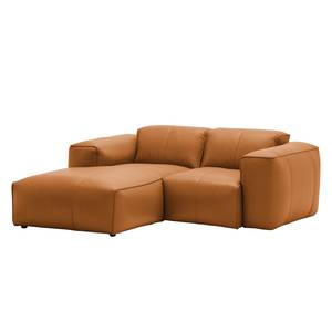 Ecksofa HUDSON 1-Sitzer mit Longchair Echtleder Neka: Cognac - Longchair davorstehend links