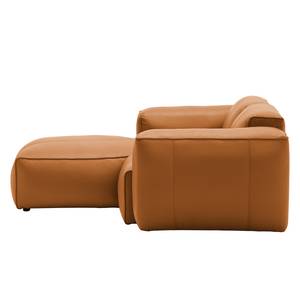 Hoekbank HUDSON 1-zits + chaise longue Echt leer Neka: Cognackleurig - Longchair vooraanzicht links